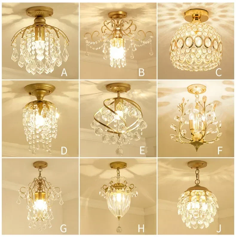 

American small chandelier crystal aisle chandelier corridor light porch staircase creative small ceiling lamp