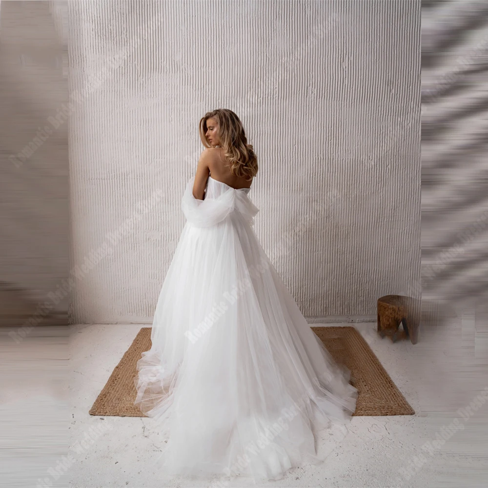 Elegant Women Wedding Dresses Quality Off The Shoulder Bridal Gowns Mopping Length Princess Party Shining Tulle Gowns Customized