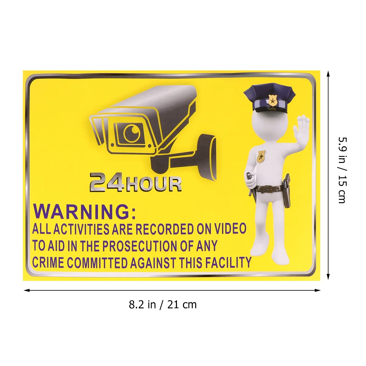 5Pcs Monitor Warning Sticker Signs Extra Thick Self-Adhesive Decals for Car Walls Shops Office Windows Durable Yellow