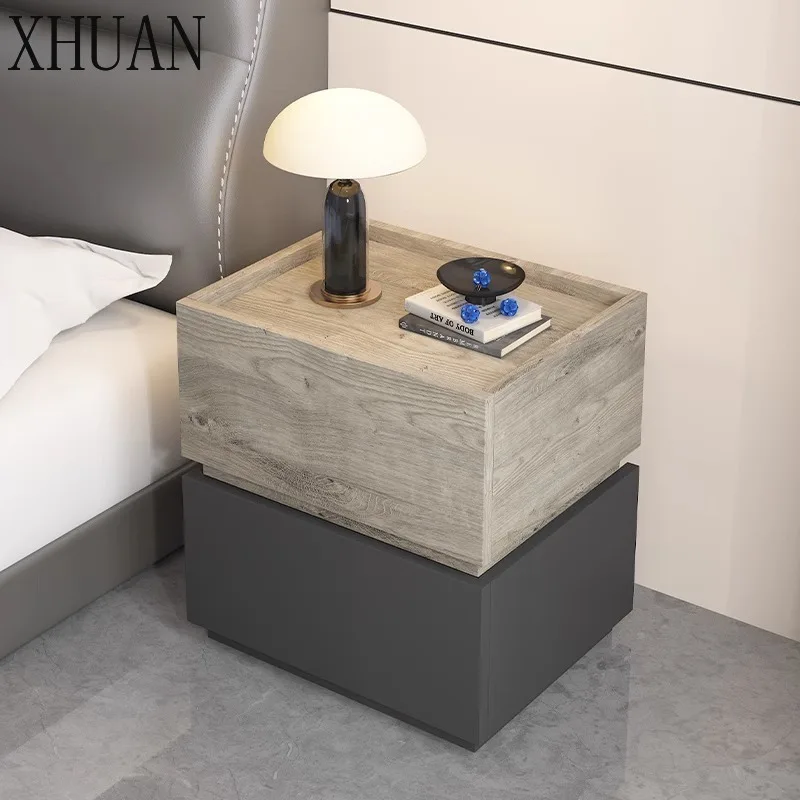 Indoor furniture modern simple bedroom creative combination locker bed and breakfast wood light luxury high-end bedside tabl