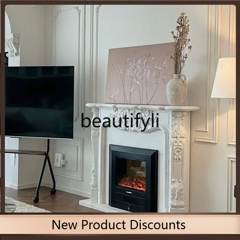 

Asmt56 Natural marble French mantel stone carving stone American European entrance villa living room decoration cabinet customiz