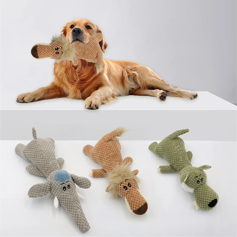 Cute Animal Plush Dog Toys for Large Small Breed Dogs Squeak Stuffed Toy Puppy Teething Toys for Molar Chewing Bite Resistant