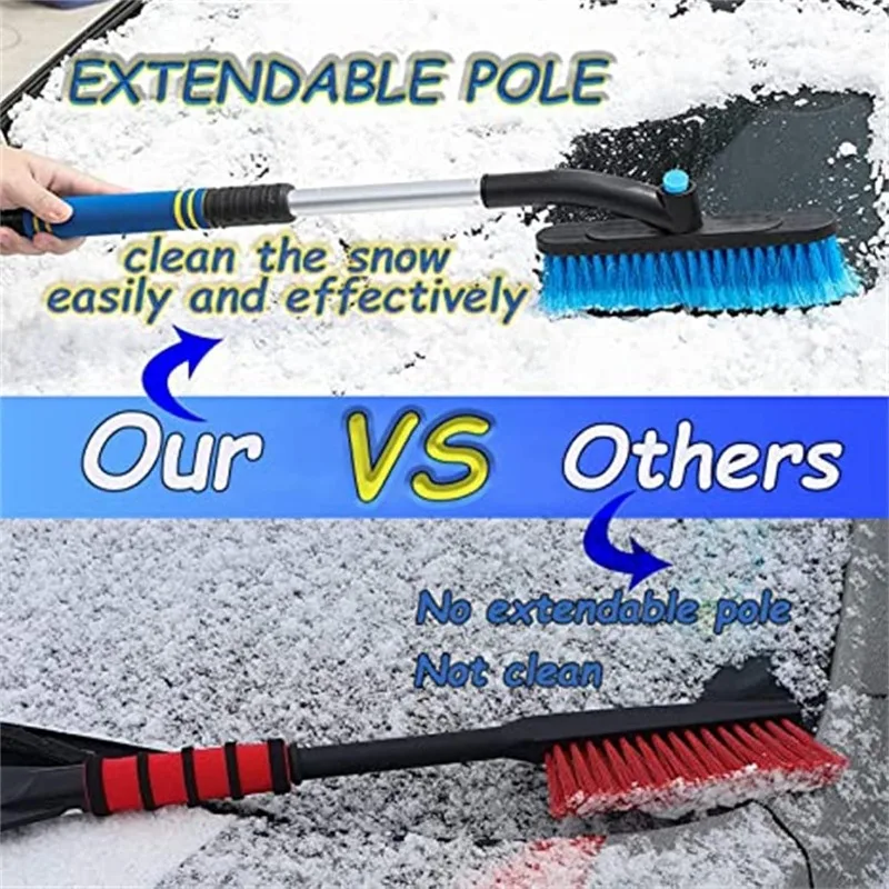 3 in 1 Detachable Car Snow Shovel Ice Scraper Car Snow Scraper and Brush Extendable with Foam Grip Perfect for Winter Defrosting