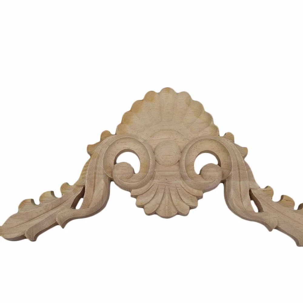 2PCS Vintage Unpainted Wood Carved Decal Corner Applique Frame for Home Furniture Wall Cabinet Door Wooden Miniature Craft