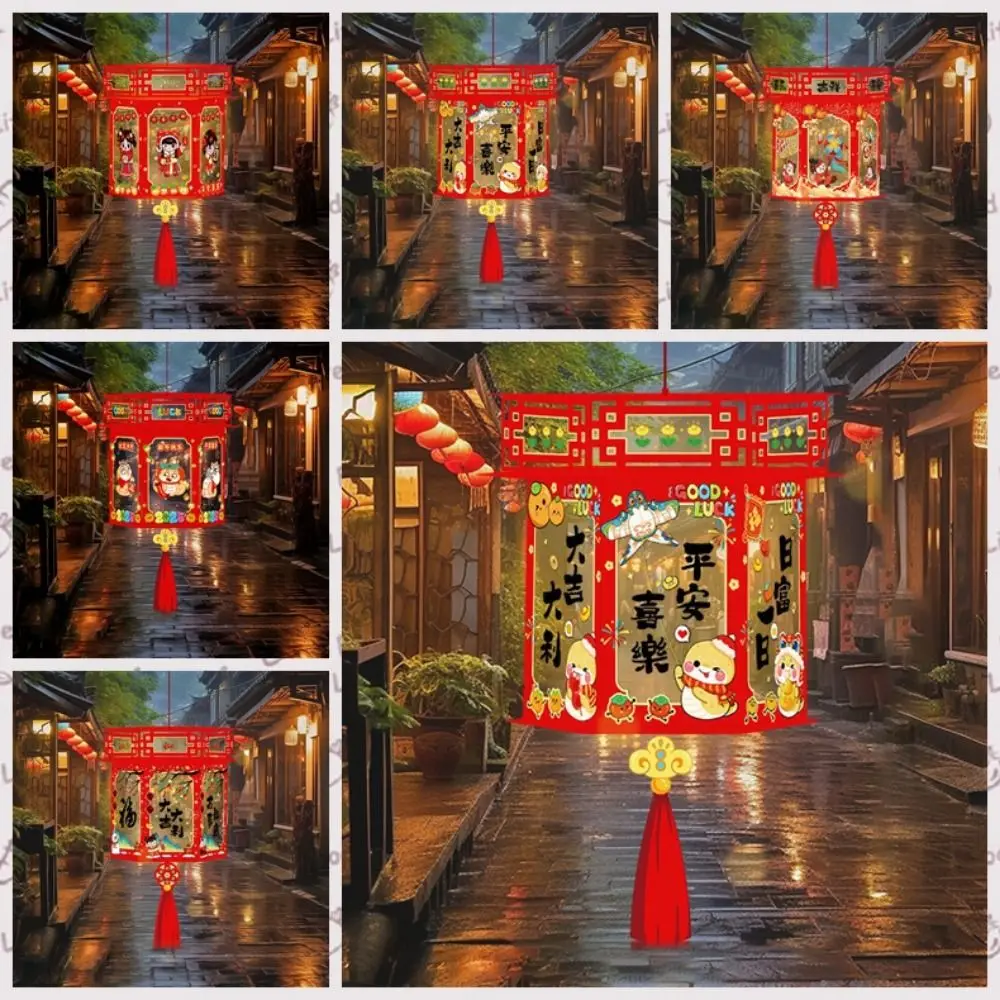 Cartoon Snake Year Lantern Chinese Style Handmade Portable Luminous Lantern PVC Hexagonal Handheld Lantern New Year Decoration