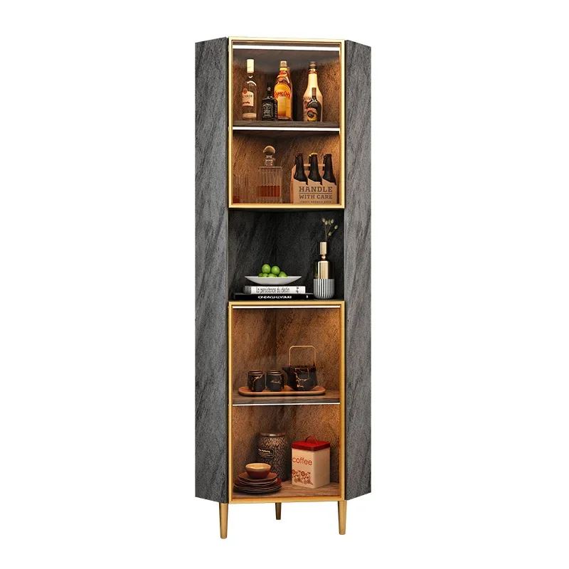 Solid wood corner cabinets, corner, corner cabinets, light luxury triangle, wine, storage racks, living room storage,room