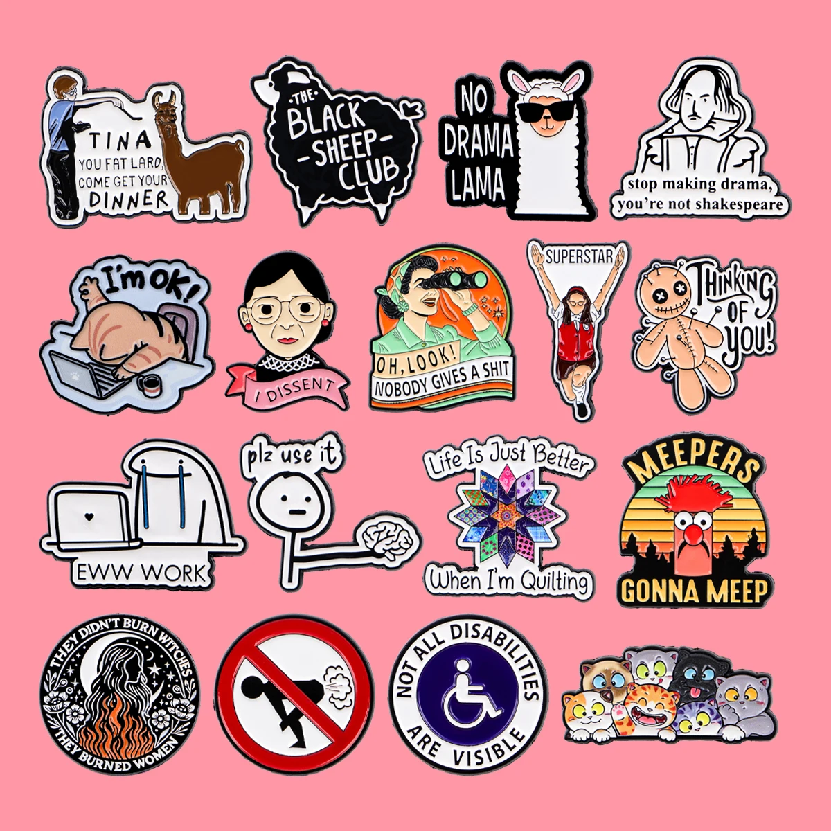 مضحك يقتبس المينا دبابيس الكرتون الحيوانات القط بروش شارة على ظهره التلبيب دبوس زي الاكسسوارات مجوهرات الأزياء صديق الهدايا #1