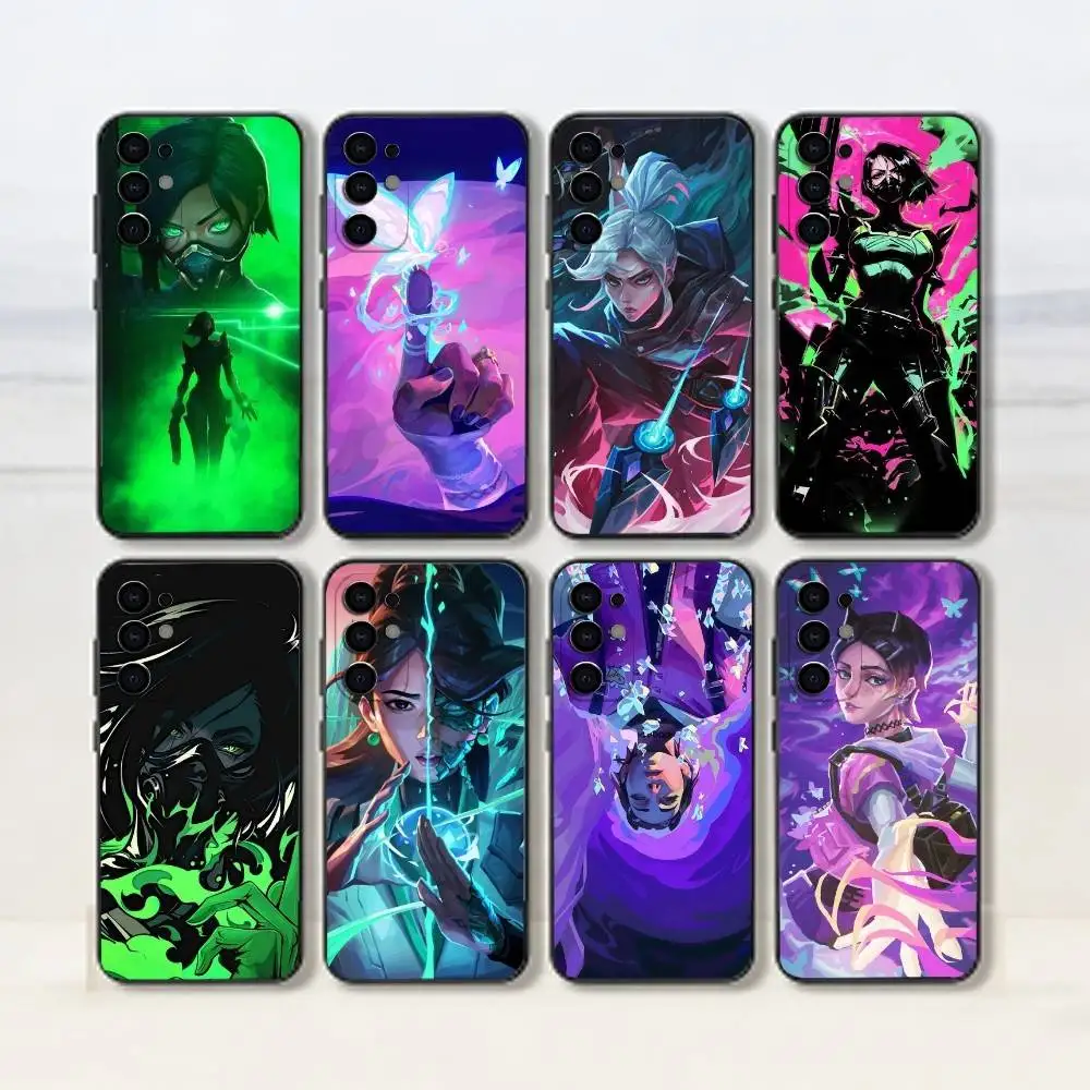 

Jett,-Reyna- Phoenix-Sage-Brimstone-Game Phone Case For Samsung S25,S24,S21,S22,S23,S30,Ultra,S20,Plus,Fe,Lite,Note,10,Black C