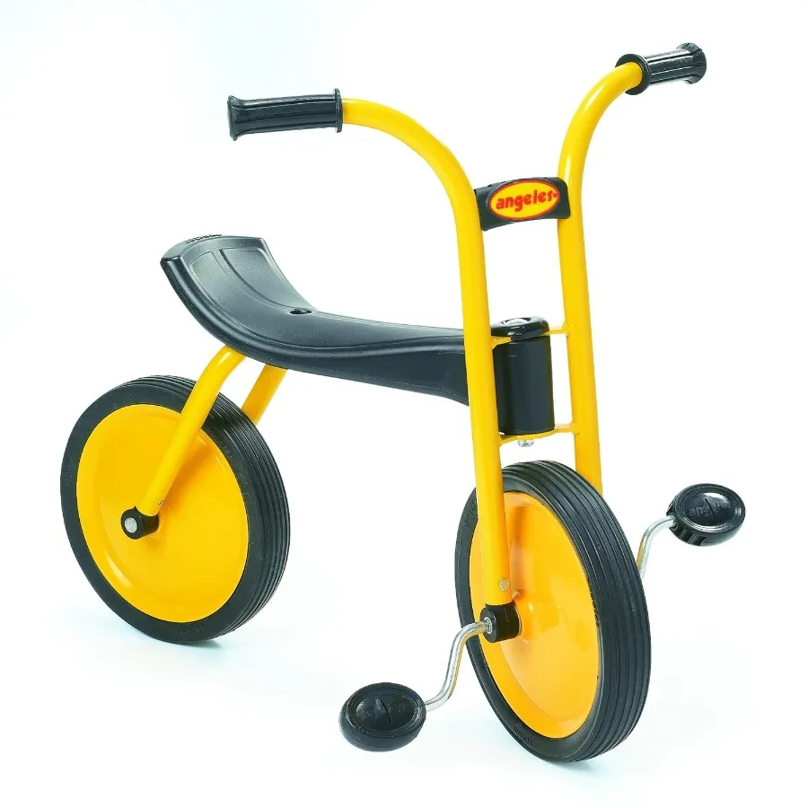 Triciclo infantil, triciclo infantil para pré-escola, creche, triciclos infantis para playground, pneus de borracha, amarelo/preto, bicicleta de 12"