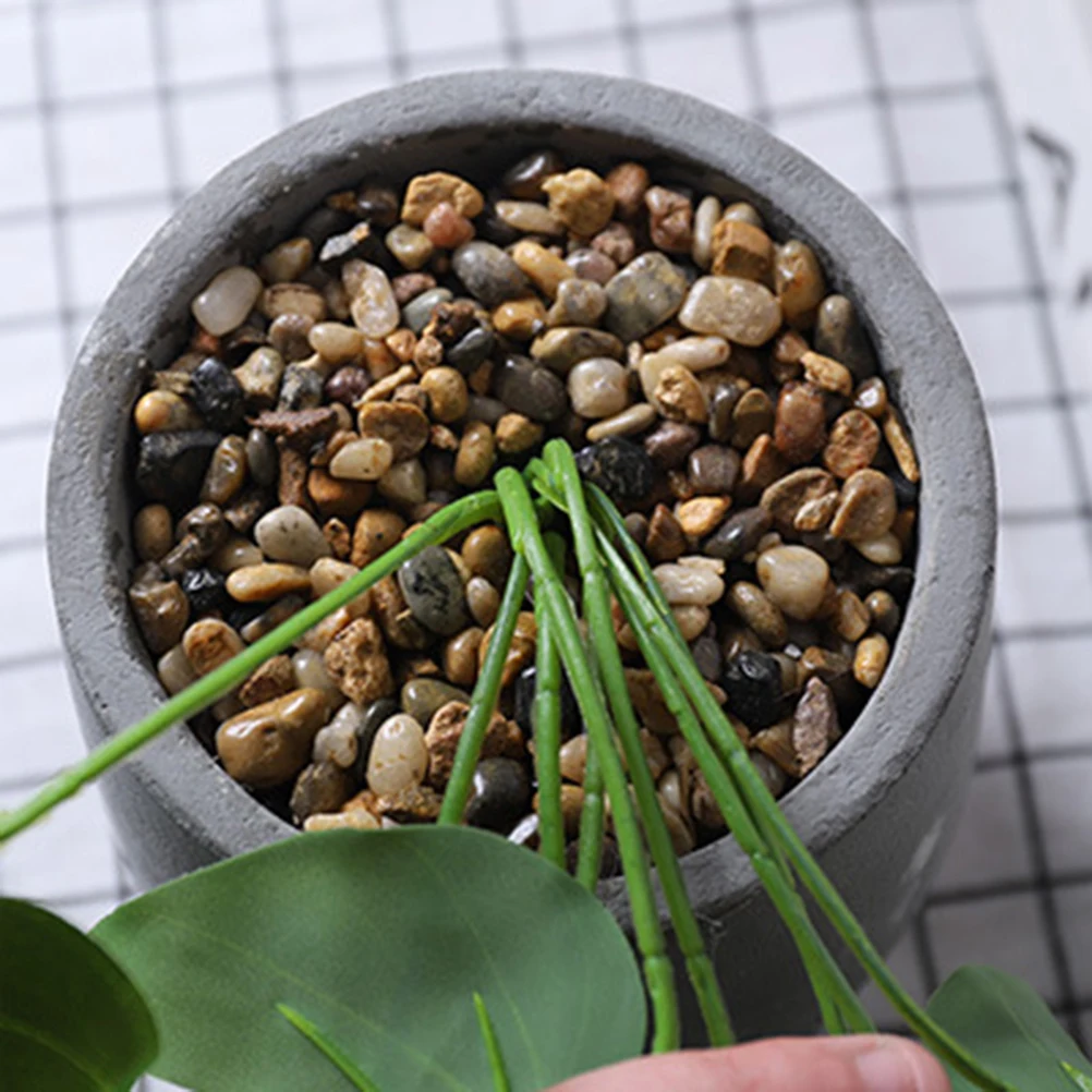 

Artificial In Cement Pot Real Touch Scindapsus Aureus Green Fake Plant For Indoor Home Office Decor Silk Artificial Indoor