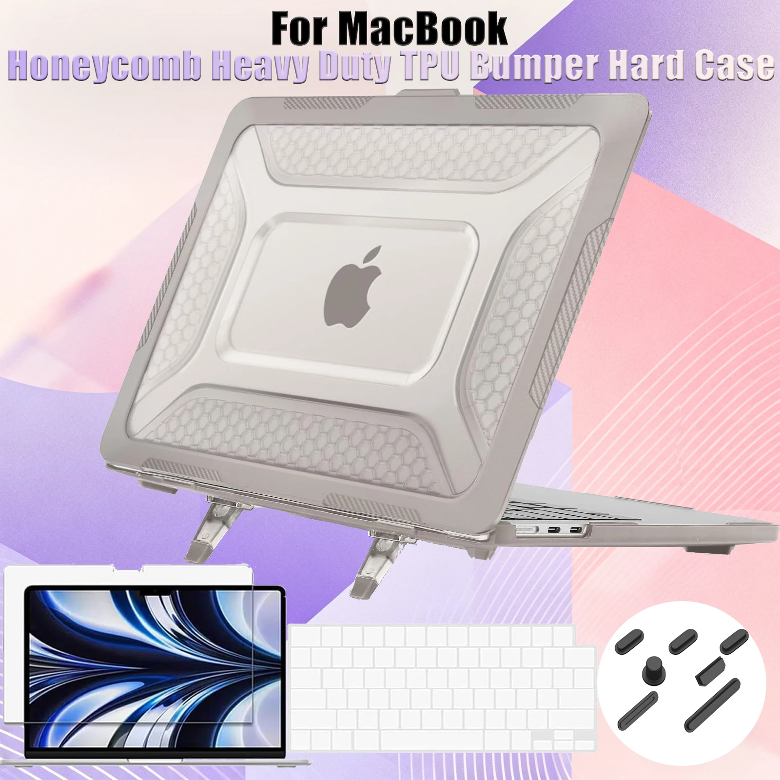 

Защитный чехол для MacBook Pro 14-дюймовый 2025 M5 Чип A3434 Модель, ТПУ-бампер Складная подставка Жесткий корпус для MacBook Air 13,6 дюйма