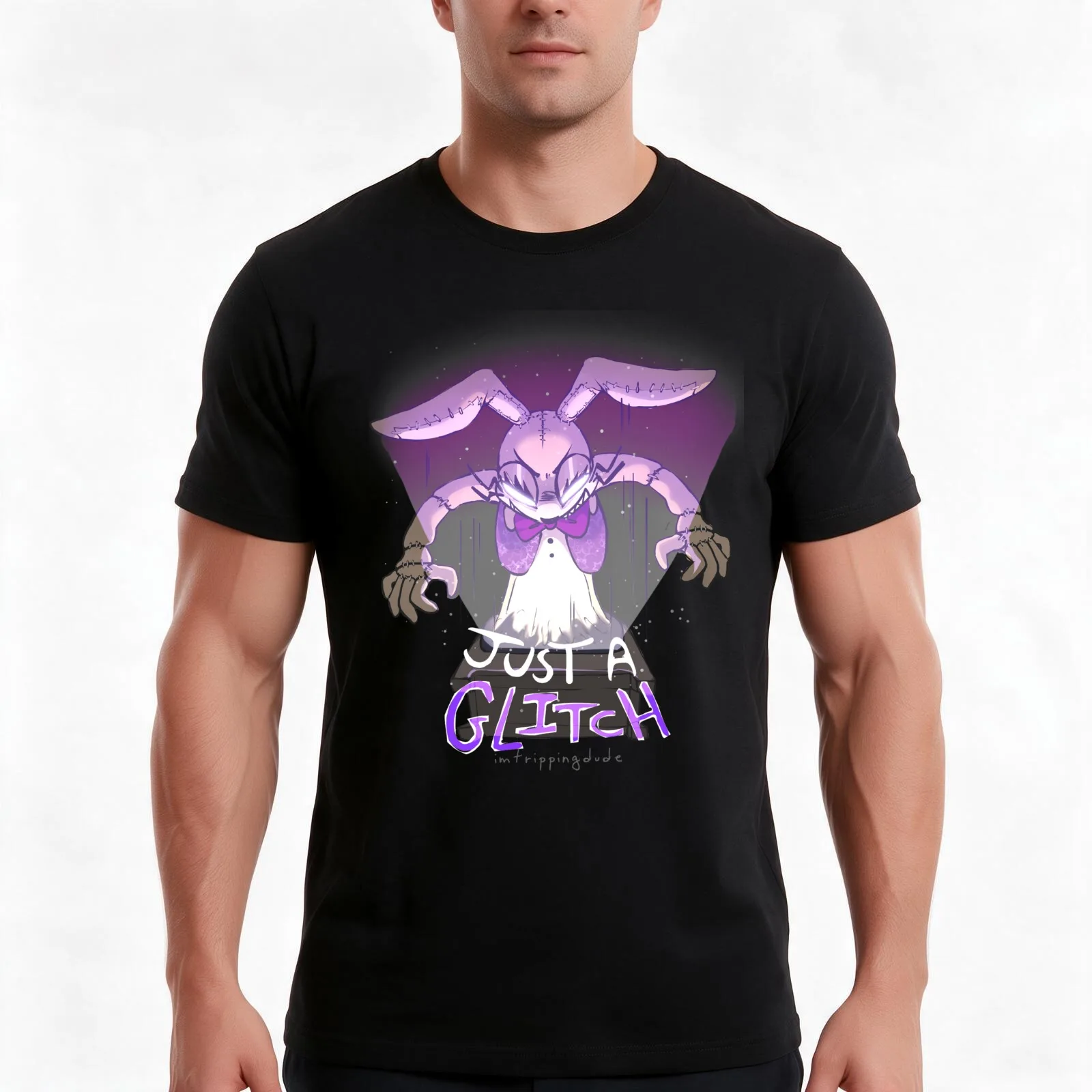 Just a glitch T-Shirt, Summer Casual Cotton Tee, Oversized Streetwear Tops, Vintage Graphic Print, Loose Fit Short Sleeve