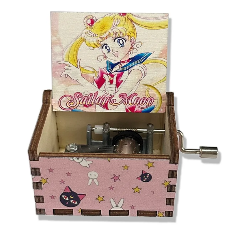 Sailor Moon Figurines Hand Crank Music Box Cartoon Anime Derivative Peripherals Women Birthday Party Gifts Decoration Ornaments