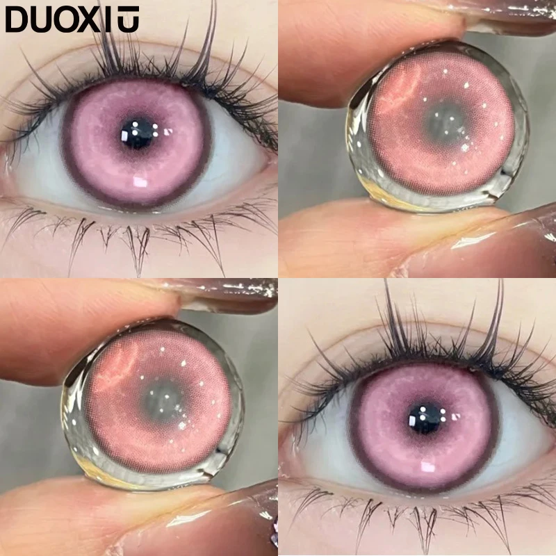 DUOXIU 1 Paar farbige Myopie-Kontaktlinsen, farbige Schüler, modische rote und rosa Cosplay-Linsen für Augen, weiche Kontaktlinsen, jährlich – Detail 10