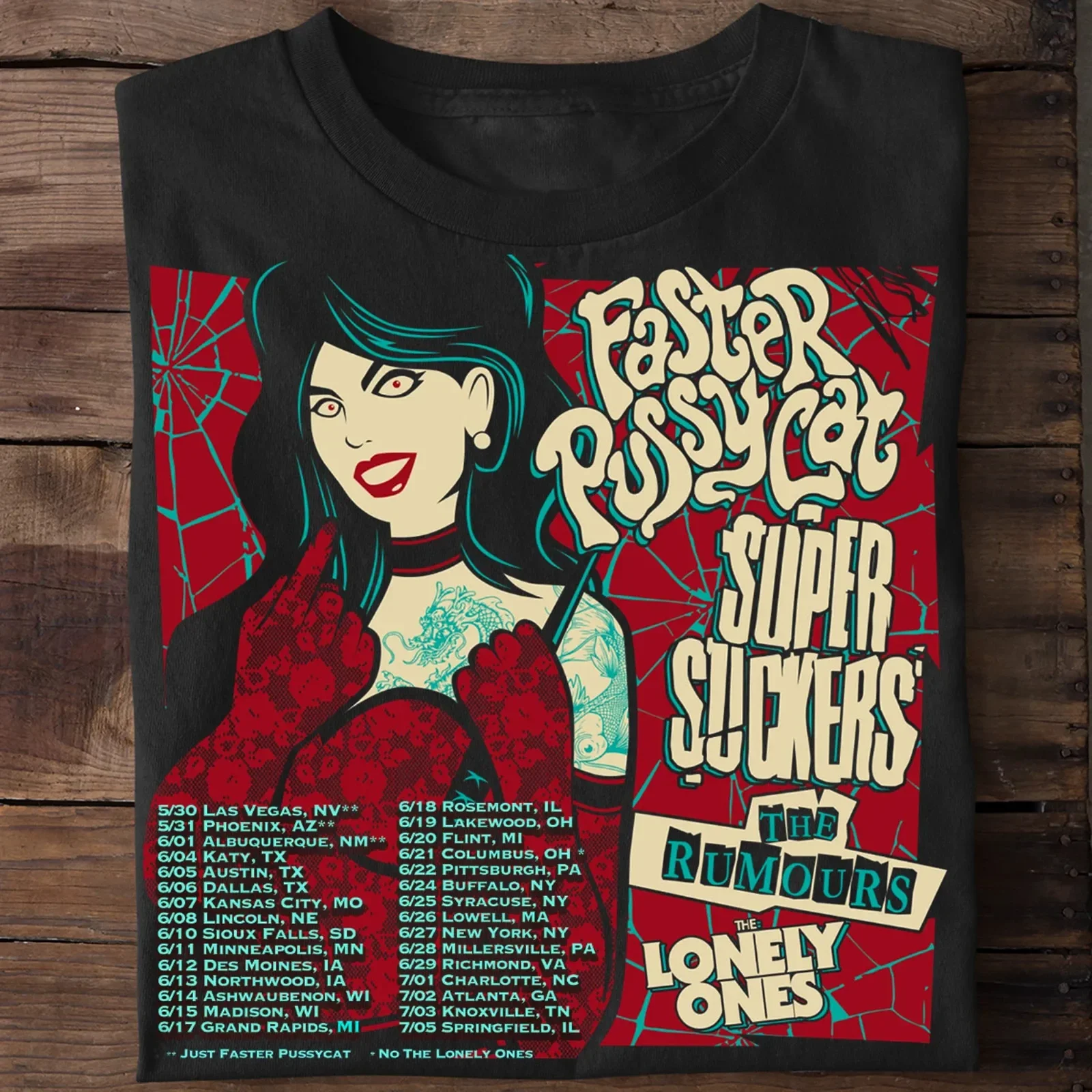 Faster Pussycat Band The Rumours Tour 2025 Gift For Fan T Shirt Size S-5XL