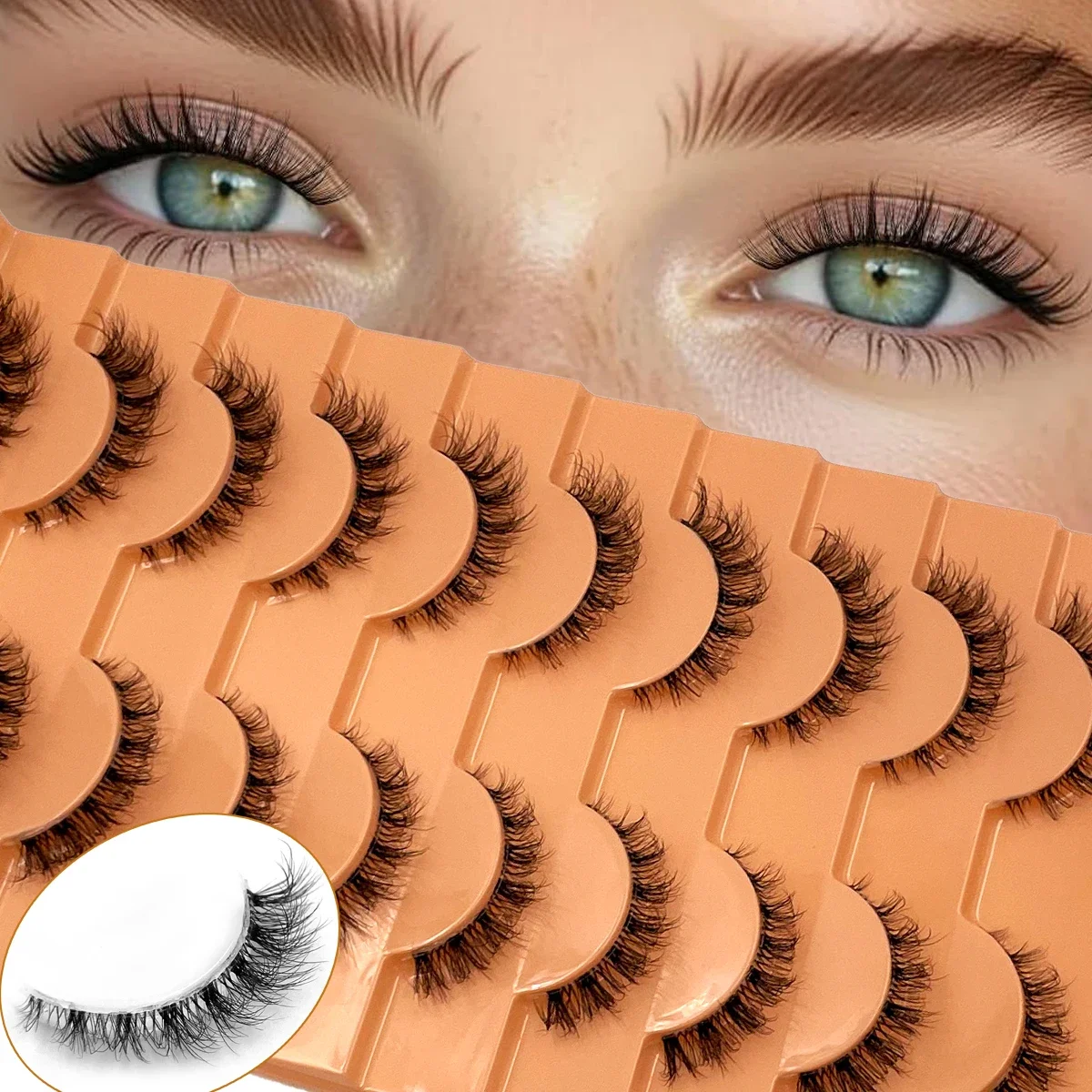 HBZGTLAD New Faux Mink Fluffy Lash10Pairs 3D Mink Lashes  Soft Full Thick Wispy Eyelashes Dramatic Transparent Clear Band Makeup