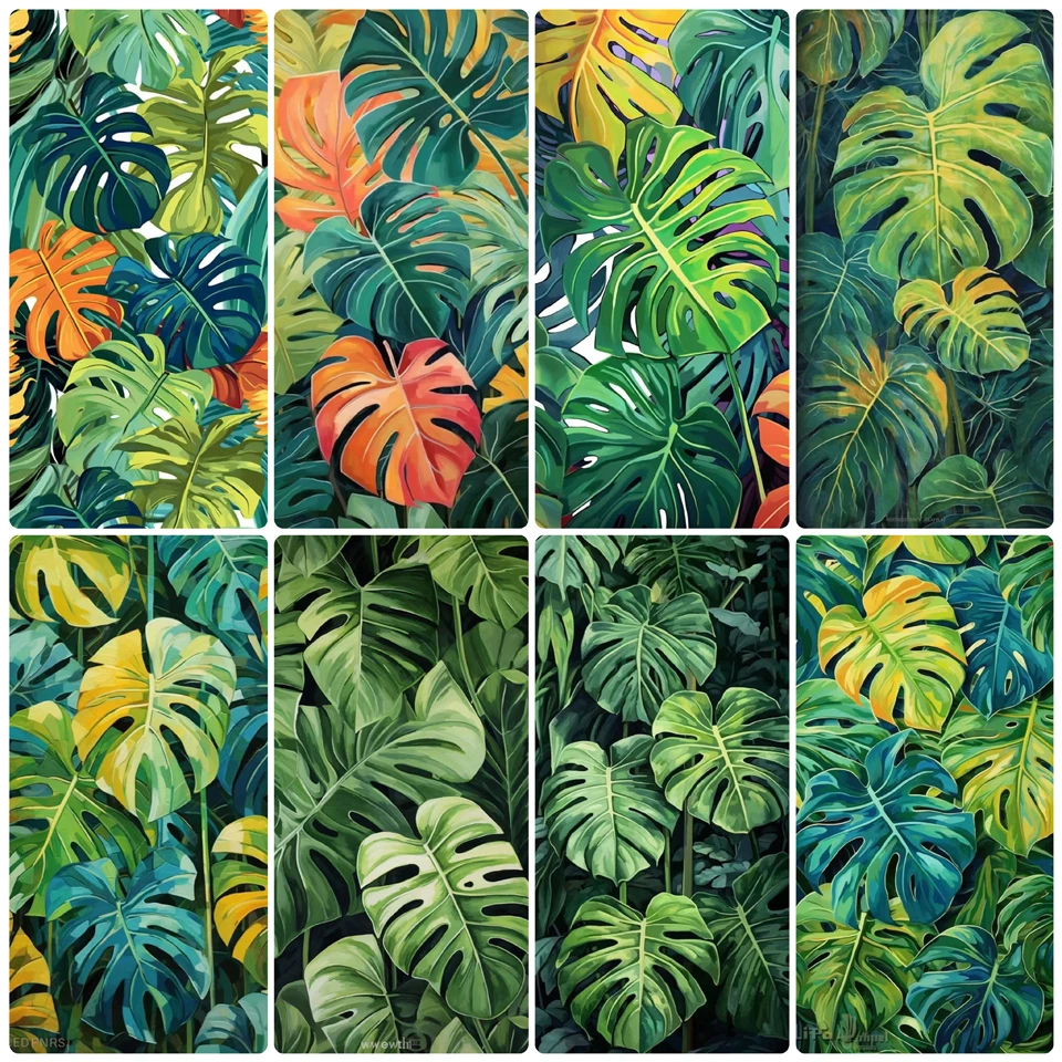 

5D Diy Diamond Painting Tropical Plant Green Leaves Full Rhinestones Embroidery Mosaic Art Cross Stitch Kits Home Decor
