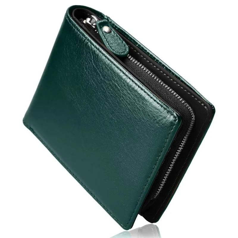Large Capacity Two Fold Wallet, Men's Zipper with Multiple Card Slots, Fabric Wallet, Anti-theft Brush, Business Leather Wallet