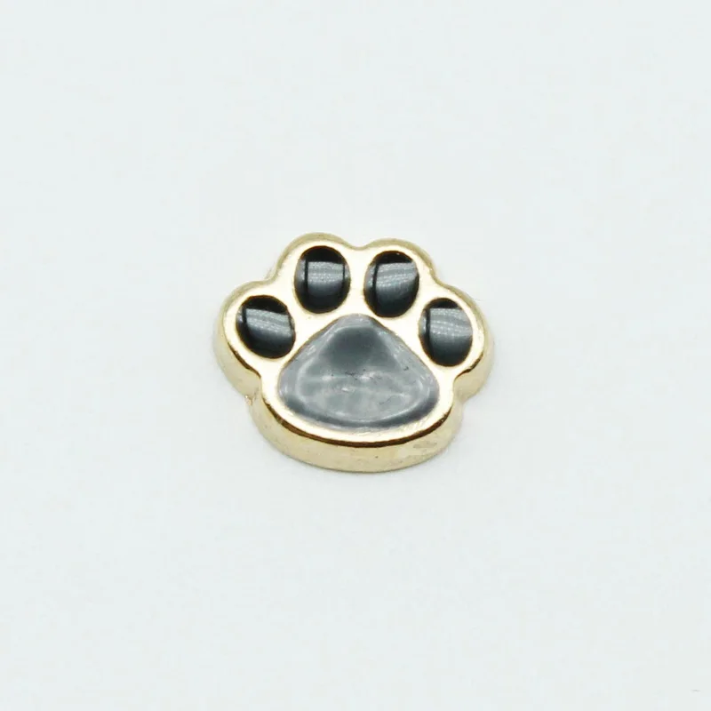 Mix Color 20pcs Dog Paw Floating Charms Living Glass Lockets Bracelet Diy Jewelry Accessory