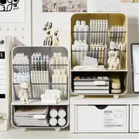 Pen Holder Large Capacity Miscellaneous Storage Rack Dustproof Pen Container Student Desk Oblique Plug-in Stationery Storage Box