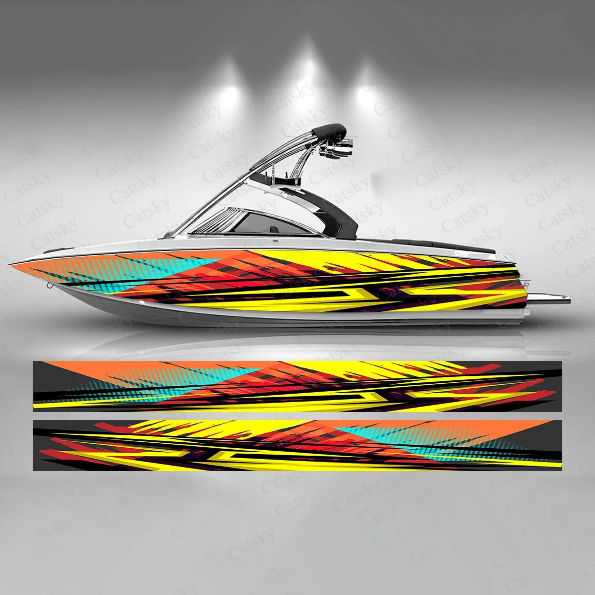 

Abstract Interwoven Lines Colorful Gradient Boat Sticker Vinyl Ship Pontoon Deck Boat Fishing Decorative Pontoon Boats Decal