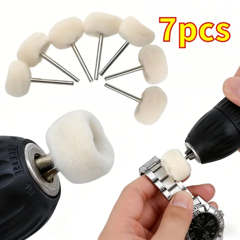 7Pcs 3mm Shank Polishing Kit Rotary Buffing Wheel Heads Metal Wood Jade Jewelry Grinding DIY Electric Grinder Accessories
