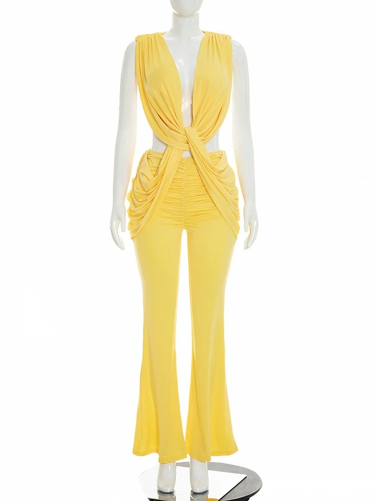 

Solid Women Jumpsuits For Summer Autumn Sleeveless V-Neck Loose Fashion Streetwear Overalls Wide Leg Pants Trousers 2026