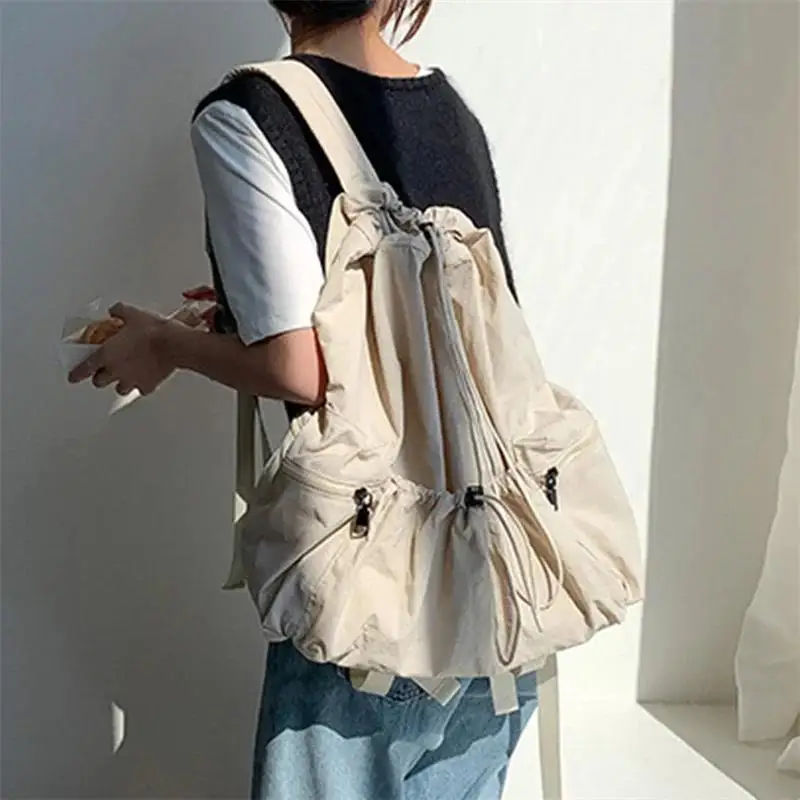 Fashion Drawsting Backpacks for Women Casual Lady Backpack Light Weight Students Bag Large Capacity Travel Sac