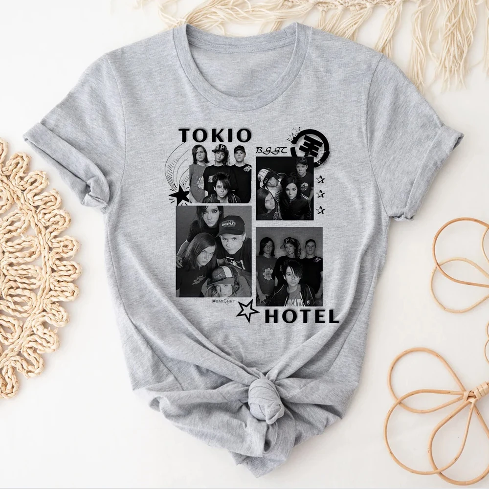 Tokio Hotel tshirt teen Pastel korean clothes kawaii University Psychedelic t-shirt Gothic University Digital Comfortable