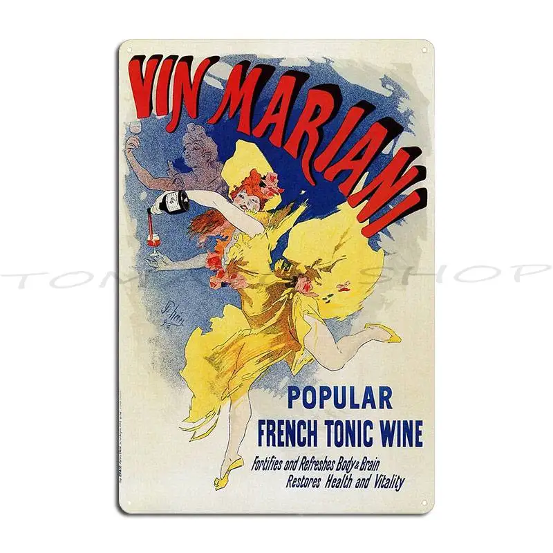 Vintage 1894 French Tonic Wine Metal Plaque Poster Create Wall Decor Mural Garage Character Tin Sign Poster
