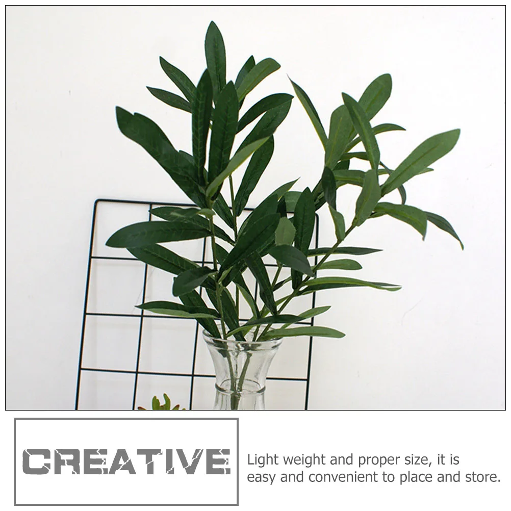 

2pcs Artificial Olive Branch Wear Resistant Plastic Desktop Decor Home Supply Indoor Greenery Realistic Leaf Natural Look Easy
