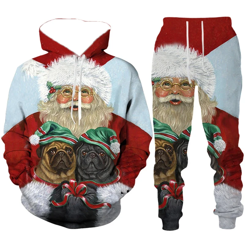 

Осенние и зимние мужские толстовки с капюшоном, спортивные костюмы, рождественский мужской костюм с капюшоном, комплекты с капюшоном с 3D принтом Санта-Клауса, быстросохнущие