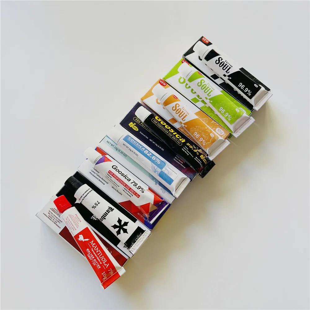 10 peças gooscia tk antes da creme de tatuagem para maquiagem permanente 3d microblading piercing sobrancelha lábios fornecimento de pele 10g