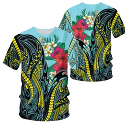 Fashion Vintage 3D Polynesian Tahiti National Flag Tribal Priting T Shirt Men Summer Hawiian Tee Shirts Cool Streetwear Clothing