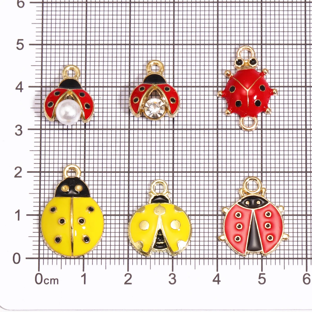 10pcs 3D Mini Ladybug Alloy Enamel Charms Cute Animal Pendant For Necklace Bracelet Earrings DIY jewelry handmade products