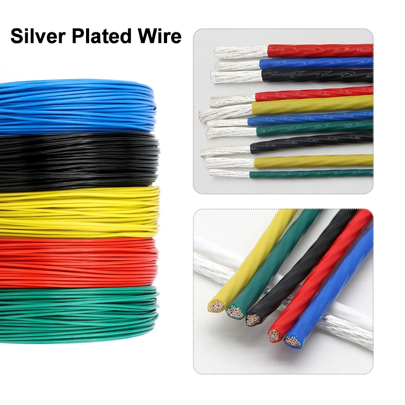 

Square0.06 ~ 10mm PTFE Silver Plated Wire FEP Insulated High Purity OFC Tinned Copper HiFi Signal Speaker Audio Headphone Cable