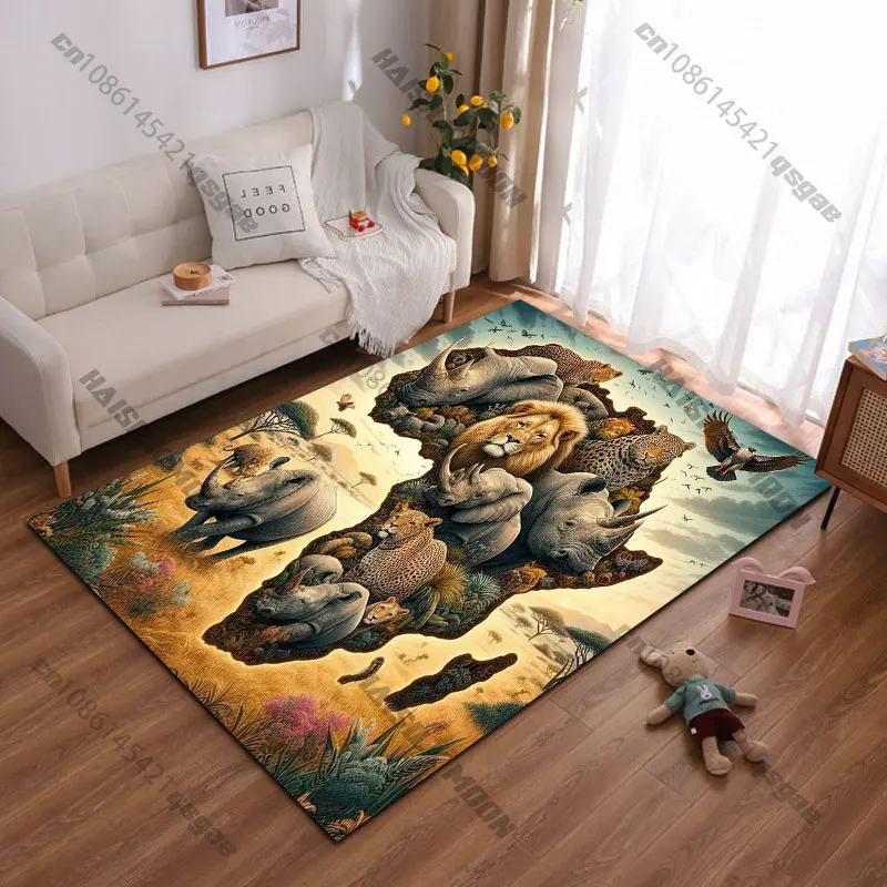 African wildlife and biodiversity conservation carpet Yoga living room room decor children's crawling mat doormat area