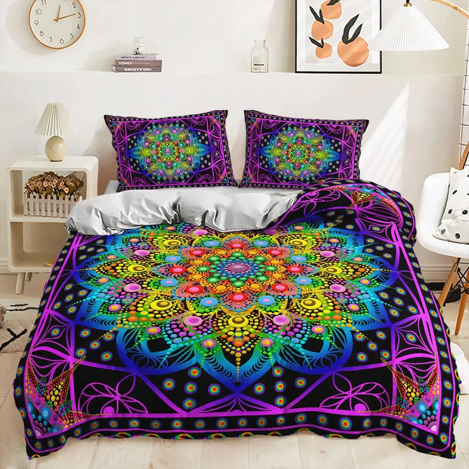 3d Bohemian Bedding Set Boho Flowers Duvet Cover Pillowcases Queen King Size 2/3pcs Bed Linens For Woman Couple