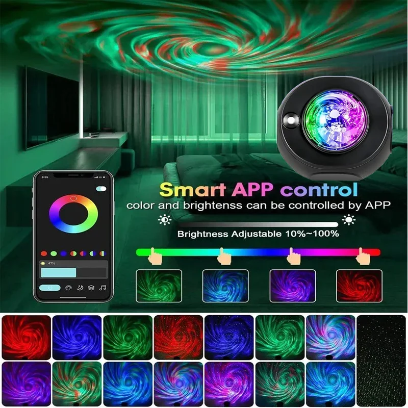 Smart Galaxy Projector Star LED Night Lights Bluetooth-Speaker Nebula Lamp KTV Bar Party Stage Light Gaming Room Bedroom Decor