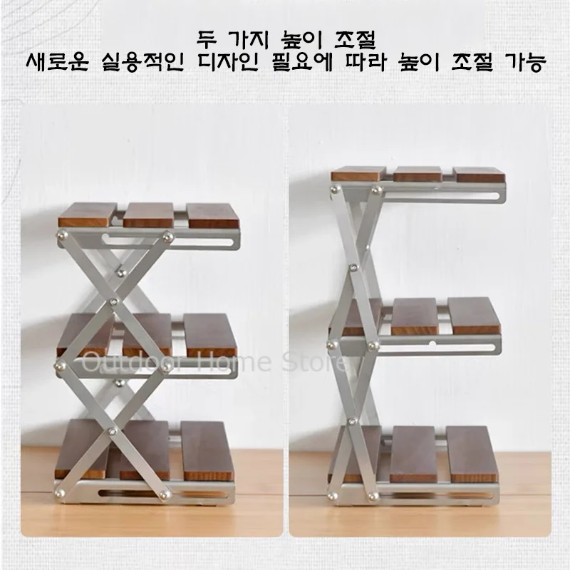 Foldable Camping Table Portable Three-tier Folding Table Rack Outdoor Barbecue Picnic Lightweight Folding Shelf