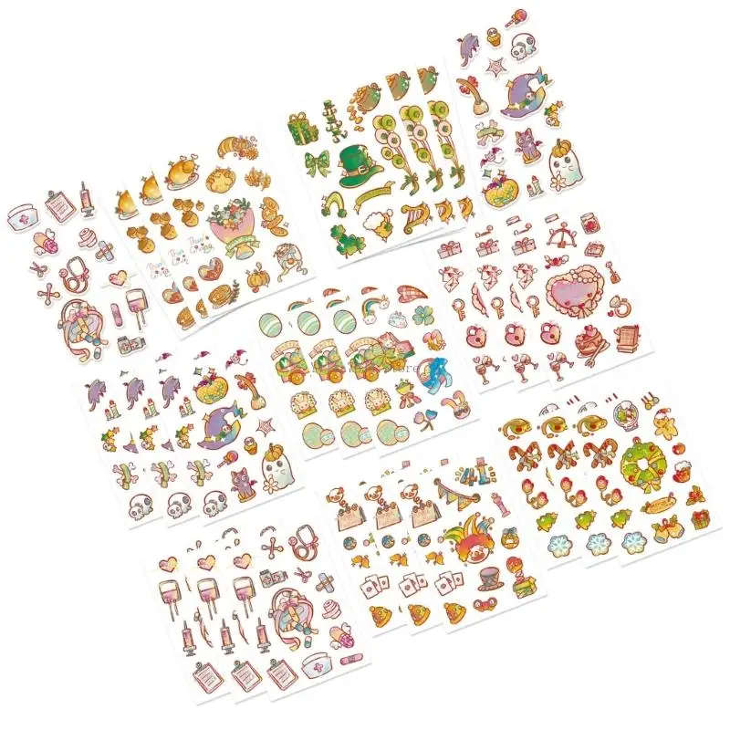  Assorted Holiday Sticker Set 24 Adhesive Sheets Creative Journal Tablets Decoration Easy Peeling Safe For Children