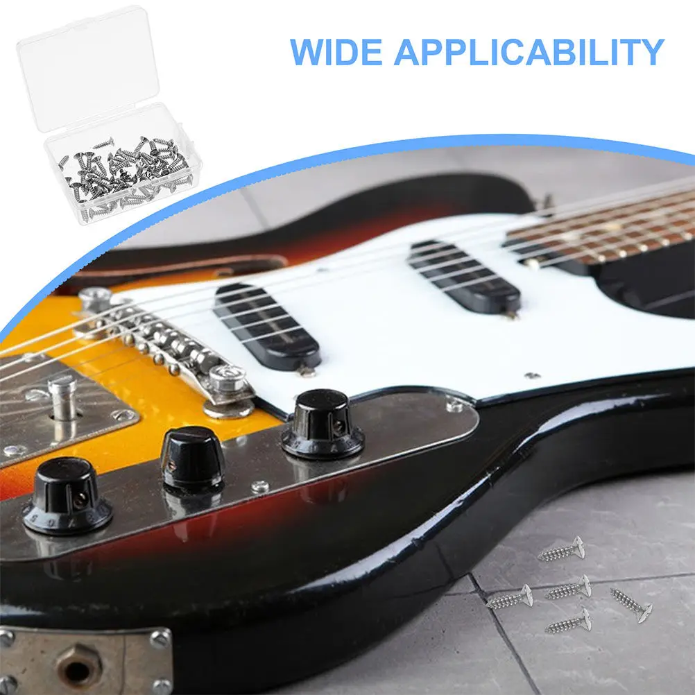 100Pcs Electric Guitar Bass Pickguard Screw Universal Size Secure Mounting Replacement Guitar Bass Repair Parts