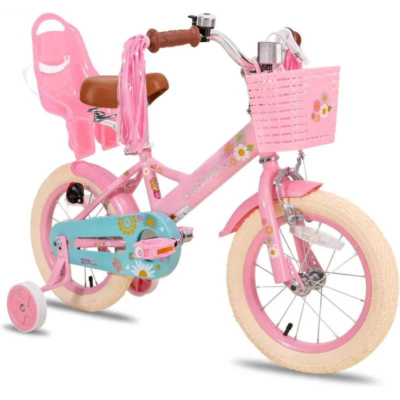 AQJOYSTAR Little Daisy Kids for Ages 2-7 Years,12 14 16 Inch Girls Doll Bike Seat; Streamers,Boys Bikes with Flag