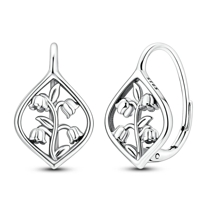 925 Sterling Silver Earrings Women Zirconium Vintage Lily of the Valley Hoop Earring For Anniversary Wedding Jewelry Gifts