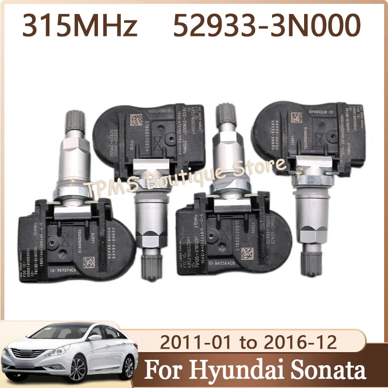 

4pcs/Lot 315MHz 52933-3N000 529333N000 Car Tire Sensors System For Hyundai Sonata Accent TPMS Tire Pressure Monitor System