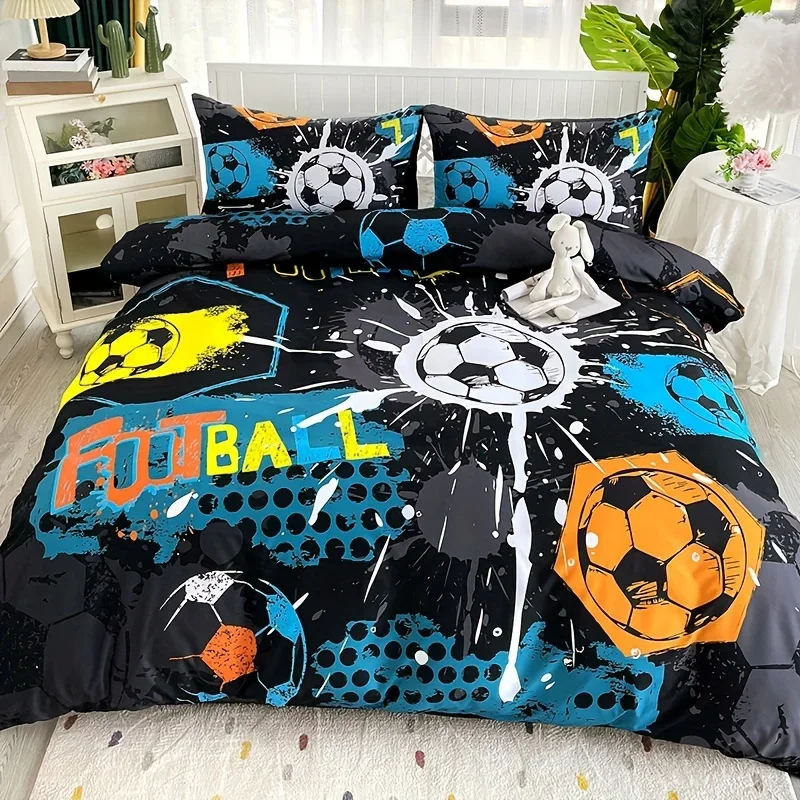 Anime Cartoon Sports Football Quilt Cover Set 1 Quilt Cover+2 Pillowcases High-definition Printing for Home and Dormitory