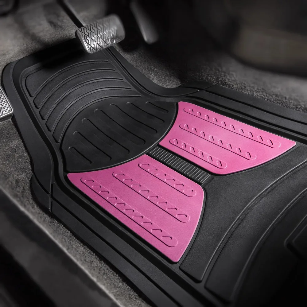 

Climaproof Rubber Pink Car Floor Mats, Universal Fit 4pc Full Set with Air Freshener