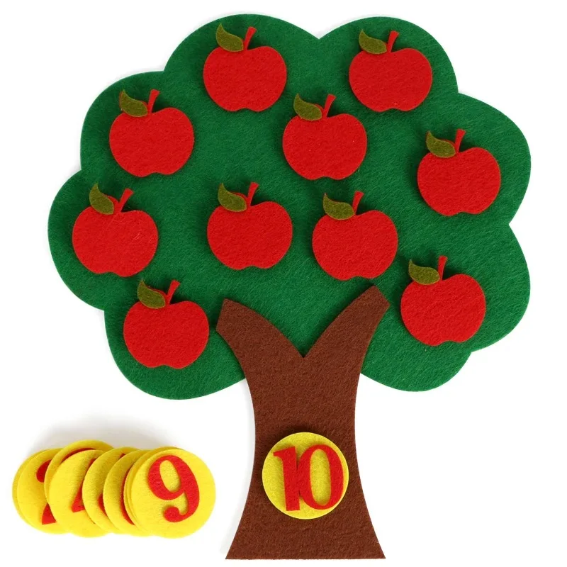 Felt Toys Kindergarten Handmade Mathematics Teaching Aids Digital Cognition Apple Tree Toys