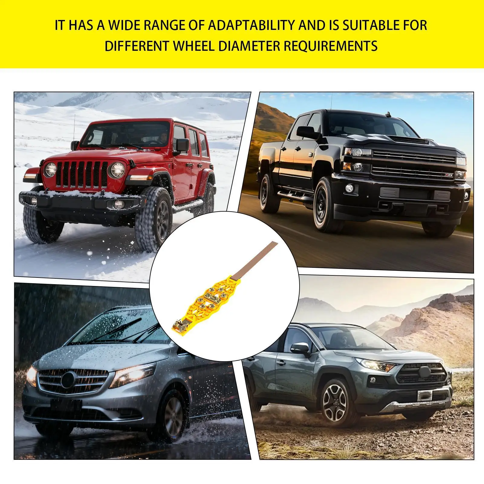 Snow Chains For Car Tires Anti-Slip Heavy-Duty Cleats Spikes Tire Chains For Cars For Ice Winter Hiking Trailer Offroad Lawn