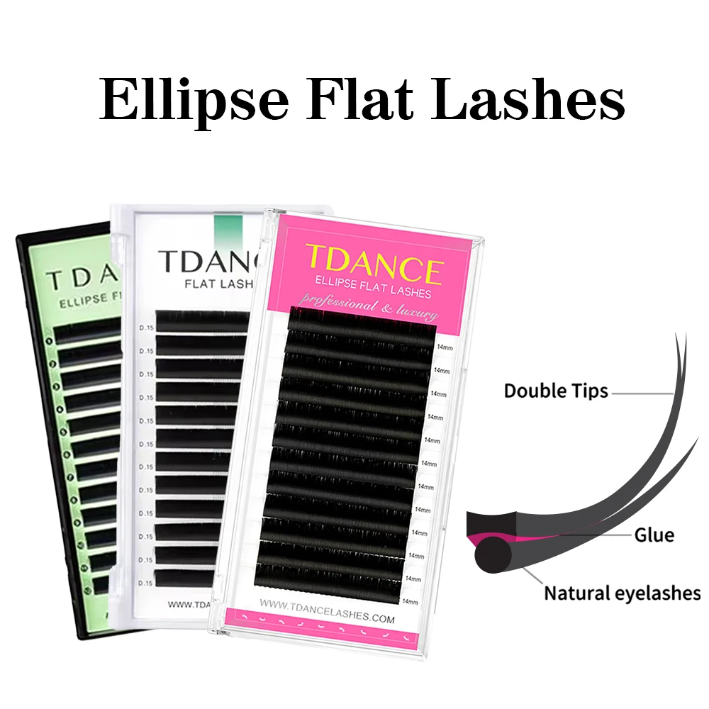 TDANCE 0,15/0,2 Gemischte Ellipse Flache Wimpernverlängerung Wimpern Faux Nerz Falsche Neue Matte Wimpern Liefert Individuelle Split Tipps – Detail 1